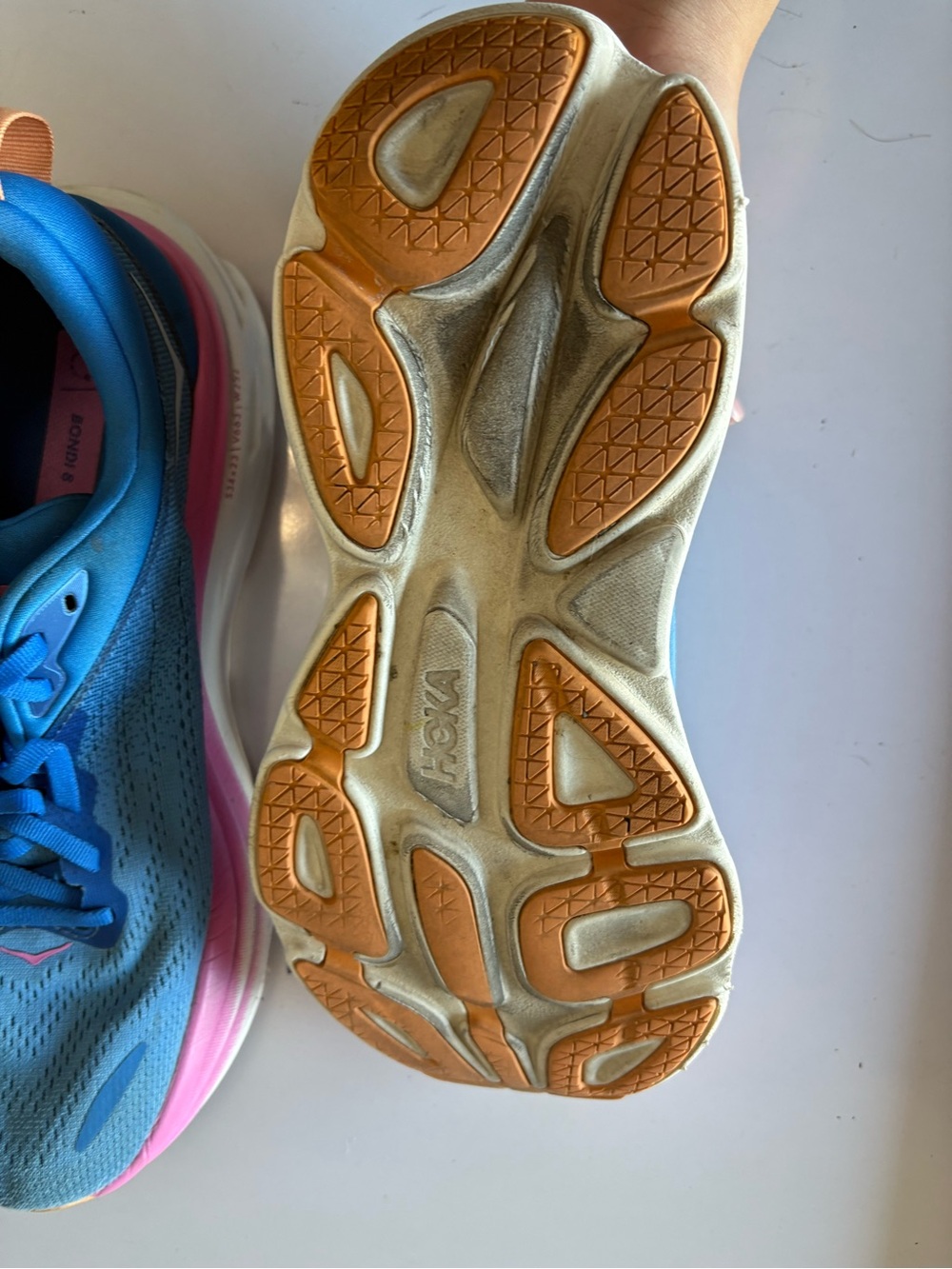 Hoka Blue Pink White Women's Athletic Running Shoes - Picture 7 of 10